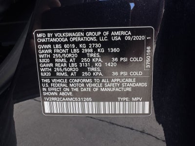 2021 Volkswagen Atlas 3.6L V6 SE w/Technology R-Line