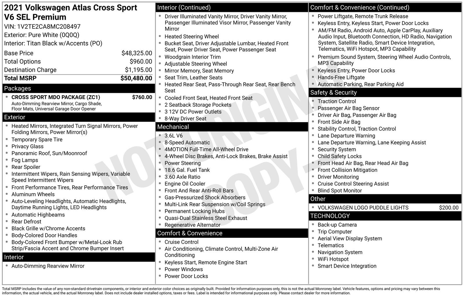 2021 Volkswagen Atlas Cross Sport 3.6L V6 SEL Premium