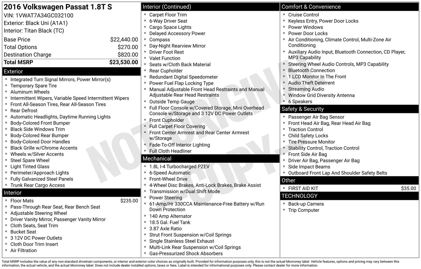2016 Volkswagen Passat 1.8T S