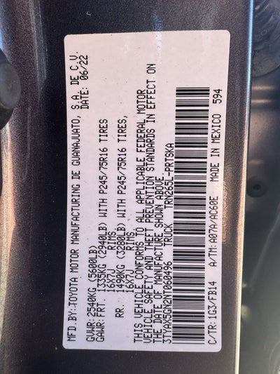 2022 Toyota Tacoma SR