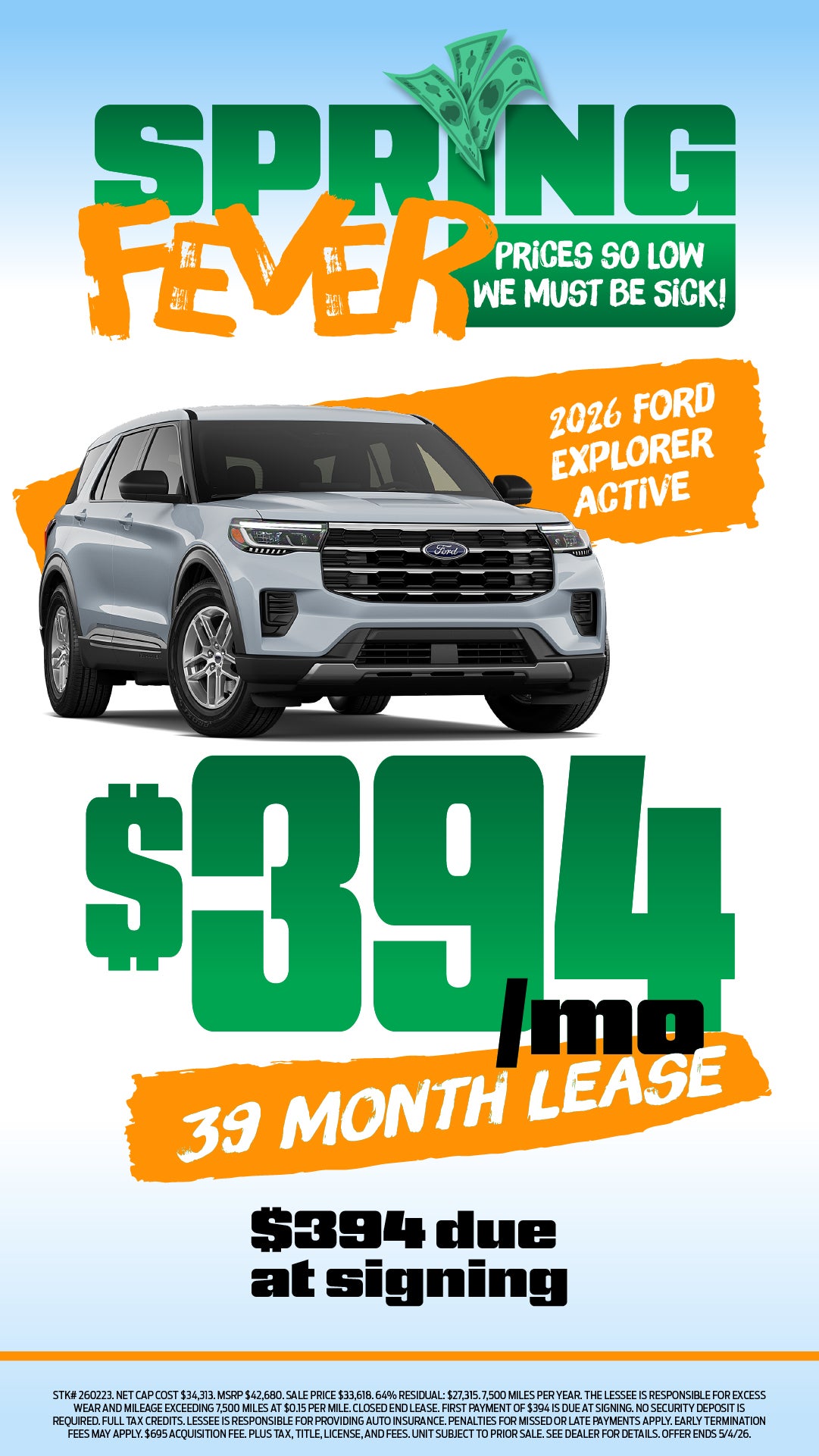 Spring Fever Lease – 2026 Explorer Active $394/month!