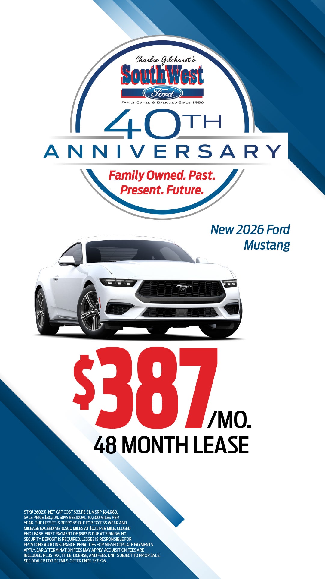 Shop $387/mo Lease Special on 2026 Ford Mustang!